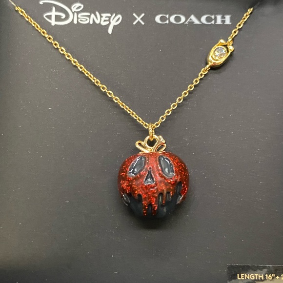 Disney X Coach Poison Apple Necklace Snow White Evil Queen Limited Rare Gold NWT - Picture 5 of 7
